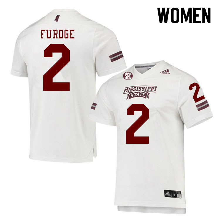 Women #2 Esaias Furdge Mississippi State Bulldogs College Football Jerseys Stitched Sale-White - Click Image to Close